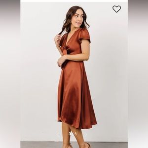 Brand new worn Poppy MIDI Satin dress in cinnamon